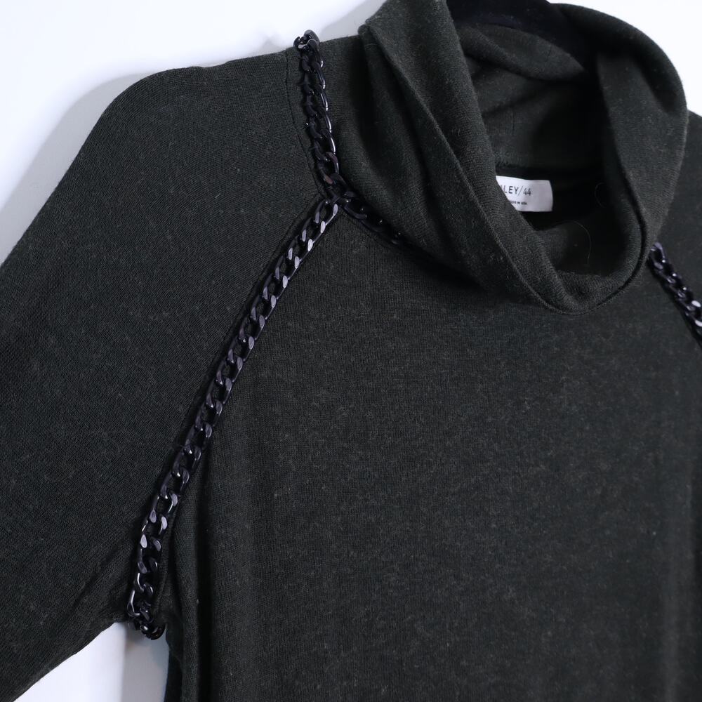 BAILEY/44 Chain Cowl Neck Sweater Pullover Dark Green Wool Blend Knit Women's M - Picture 5 of 10